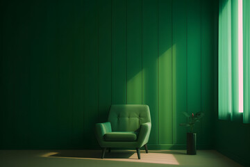 Minimalist with Serene Green Wall And Empty Room