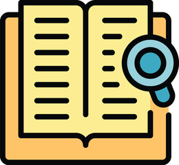 Study book icon outline vector. Case research. Glass data color flat