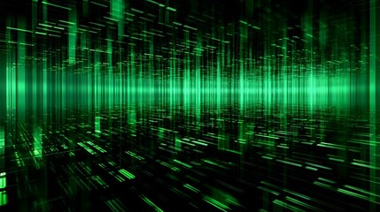 Obraz premium Abstract background matrix with a streaming flow of binary code in shades of green, classic 