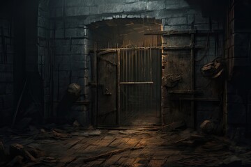 Fototapeta na wymiar A dark room in prison.
