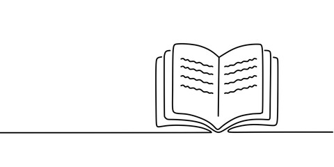 illustration of a book one line concept. Transparent background