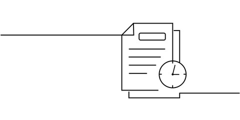 continuous line drawing document paper transparent background illustration	