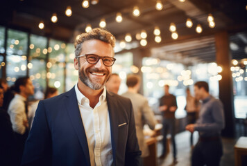Portrait of a proud business owner in his business premises. Generative AI.
