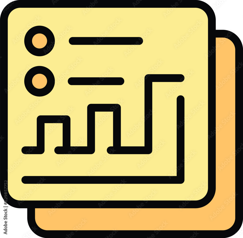 Poster data chart icon outline vector. study case. success learn color flat