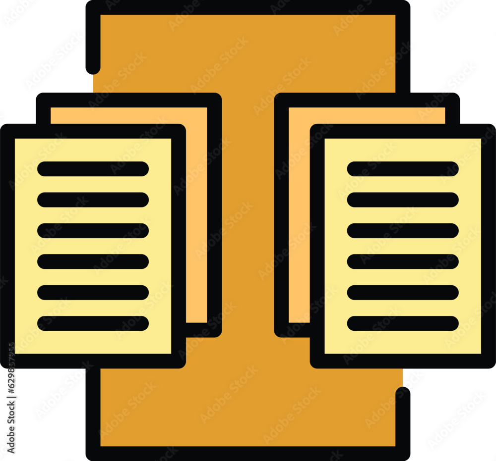Poster copy document data icon outline vector. study case. research learn color flat