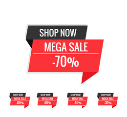 red sale banner, Label mega sale