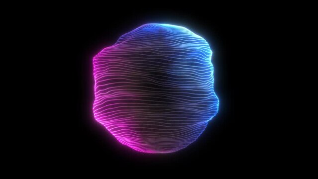 futuristic tech sphere with dynamic deforming patterns and vibrant blue-pink hues. Perfect for sci-fi and high-tech projects.