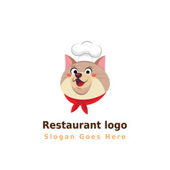 Restaurant logo design and mascot colorful illustration including cartoon chef bear teddy and hat