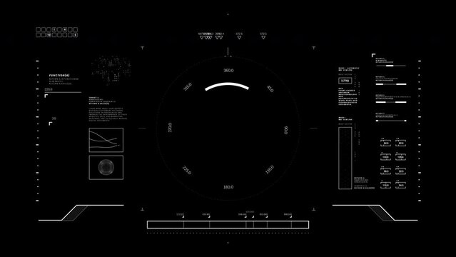 Target circle 2d HUD (heads up display) design animation, futuristic loading pending screen interface bar, gaming or drone footage overlay in 4k.