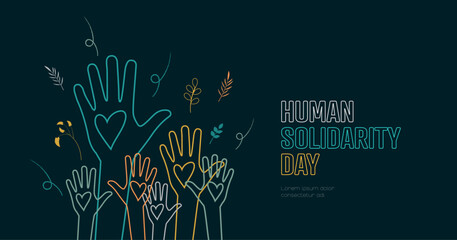 Human Solidarity Day banner. - obrazy, fototapety, plakaty