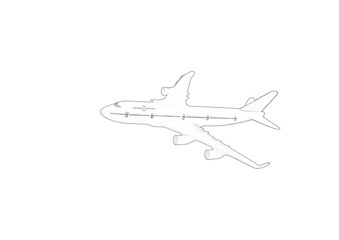 Fototapeta na wymiar airplane sketch, coloring, isolated object on white background, 