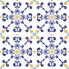 Tile seamless pattern design. With colourful motifs background.