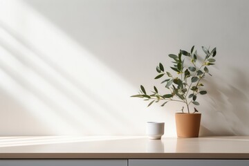 Minimalistic kitchen table plant pot. Generate Ai