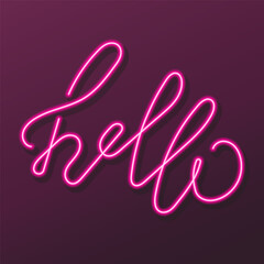 hello neon sign, modern glowing banner design, colorful modern design trends on black background. Vector illustration. © Oleh