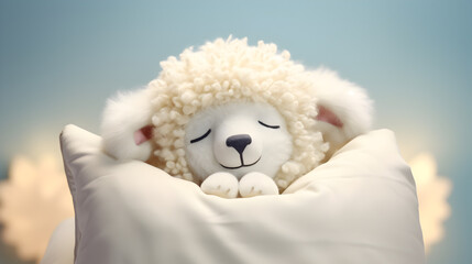 illustration d'un petit mouton en train de dormir, style 3D