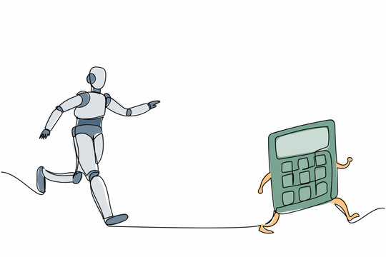 robot chasing calculator, line art, running clip art preview