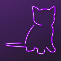 kitty neon sign, modern glowing banner design, colorful modern design trends on black background. Vector illustration.