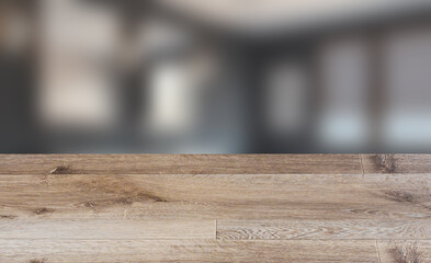 Scandinavian bathroom, classic  vintage interior design. 3D rendering.. Blank paintings.  Mockup., Background with empty wooden table. Flooring.