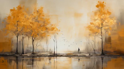 Fototapeten Autumn abstract paint. Generative Ai © Vika art