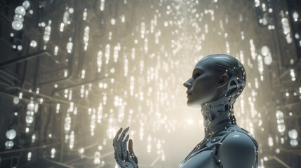 Generative intelligent AI technology women robotic cyborg future generative AI photo