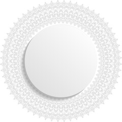 Round vector frame with floral elements and arabesques. Pattern with arabesques. Light greeting card