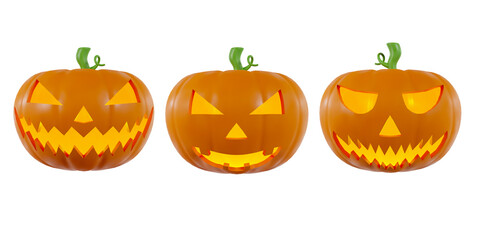 Halloween Pumpkins Element. 3D Illustration.