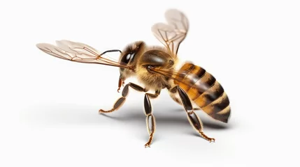 Fotobehang Honey bee landing isolated on transparent background cutout, generative ai © Creative Station