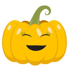 Halloween pumpkin with smiling face. Happy Pumpkin. Halloween pumpkin isolated on png. 