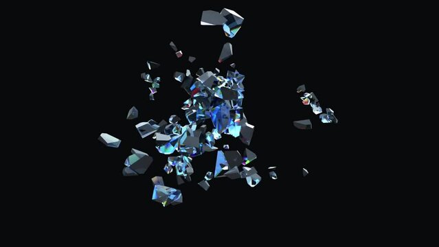 flying and breaking black cube