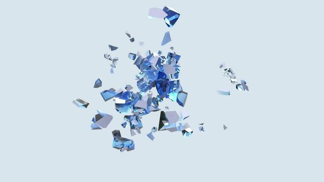 flying and breaking white cube