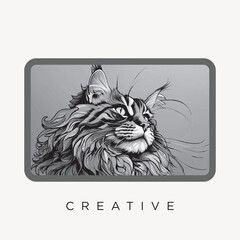 maine coon cat vector logo animal