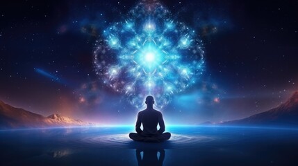 Fototapeta na wymiar Universe cosmos meditation background chakras prana the mind of god and spirituality, generative ai