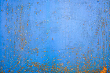 Blue background from old and dirty metal sheet paint with blue color with rusty. 