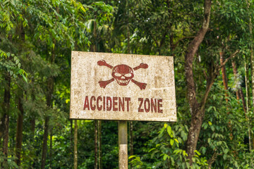 accident prone zone sign board  for the driver as warning.