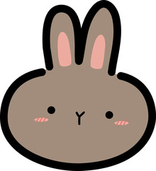 brown rabbit face doodle cartoon element