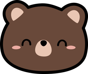 brown teddy bear smile happy face cartoon flat element