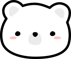 white polar bear face cartoon flat element