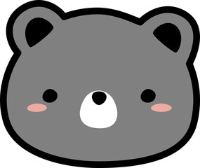 grey teddy bear face cartoon flat element