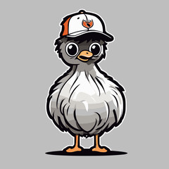 bird ostrich with hat cartoon, animal, vector, illustration with hat cartoon, animal, vector, illustration