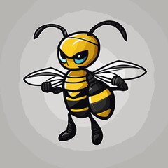 bee, cartoon, honey, insect, illustration, vector