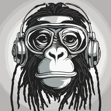 Monkey listening to reggae music