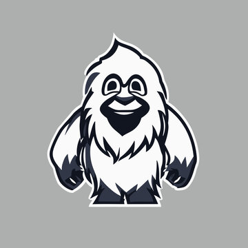 cartoon, vector, illustration of a yeti