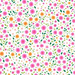 Obraz na płótnie Canvas Seamless pattern of colored flowers. AI generated.