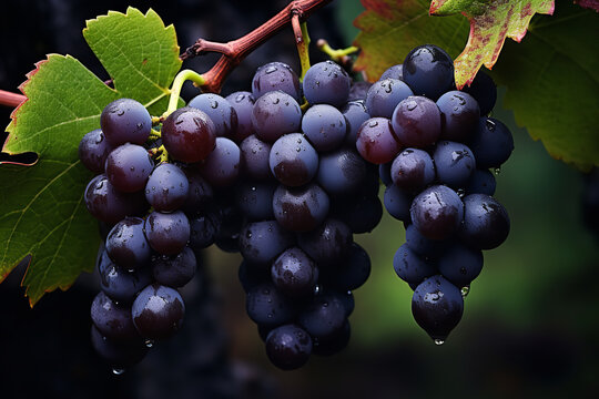 a bunch of grapes on a tree, a picture, pixabay, renaissance, grayish, thick and dense vines, trio, rain lit, recipe, background image, glazed