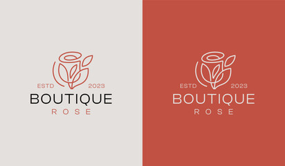 Rose Leaf Flower Plant Logo. Universal creative premium symbol. Vector sign icon logo template. Vector illustration