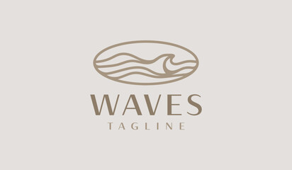 Waves Monoline Logo Template. Universal creative premium symbol. Vector illustration. Creative Minimal design template. Symbol for Corporate Business Identity