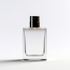Empty perfume bottle mockup, white background. AI Generated Image