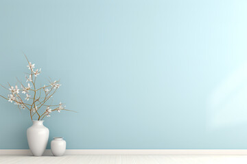 light blue modern mockup with an empty wall