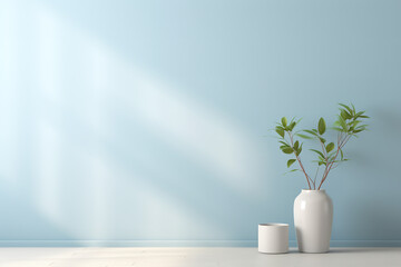 light blue modern mockup with an empty wall