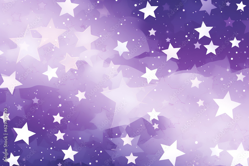 Wall mural purple and white stars illustration, anime style - Wall murals